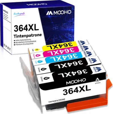 Produktbild von MOOHO 5er Set Druckerpatronen für HP 364 XL 364XL druckerpatronen photosmart 7520 5510 5520 5524 deskjet 3520 officejet 4622 4620