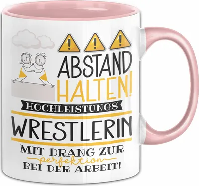Produktbild von Wrestlerin Tasse Geschenk Lustig Abstand Halten Hochleistungs-Wrestlerin Mit Drang Zur Perfektion Bei Der Arbeit (Rosa)