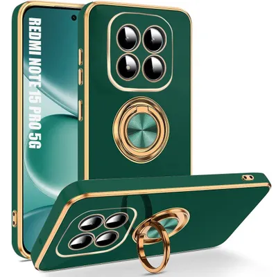 Image de Coque Anneau pour Xiaomi Redmi Note 15 Pro 5G, Protection Silicone Anti-Rayures - Vert Nuit