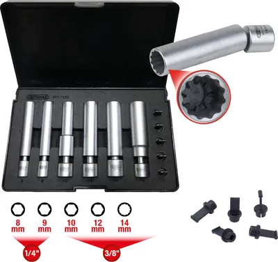 Produktbild von KS Tools Spezial-Glüh- und Zündkerzen-Stecknuss-Satz 11-teilig, 1/4 Zoll + 3/8 Zoll