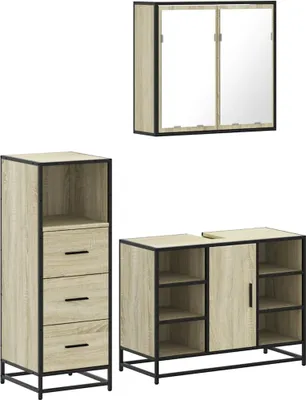 Immagine prodotto di vidaXL Set di mobili da bagno 3 pezzi in legno di quercia Sonoma