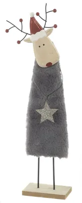 Produktbild von TrendLine Weihnachtsaufsteller Holz Rentier 50 x 12 cm grau rot