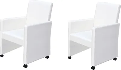 Image de vidaXL Chaise de salle à manger 2 pcs. Blanc Similicuir