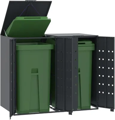 Produktbild von Mülltonnenbox für 2 Tonnen Anthrazit 138x79x117 cm Stahl