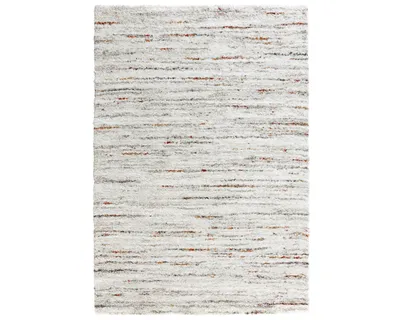 Zdjęcie produktu dla Dywan shaggy do salonu 80x150cm, szaro kremowy wzór, miękki włosie