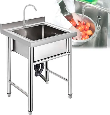 Produktbild von Einzelbecken aus Edelstahl für gewerbliche Küchen, freistehende Gartenspüle, Waschküchenspüle