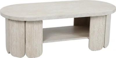 Image de Table basse en MDF effet bois blanc - Oviala Molly
