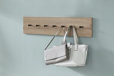 Produktbild von Wandgarderobe >37446< in eiche, schwarz, MDF, Metall - 80x20x5cm (BxHxT)