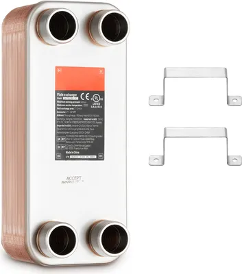 Immagine prodotto di SucceBuy Scambiatore di calore, 5 "x 12", scambiatore di calore a 30 piastre saldobrasate. Realizzato in rame e acciaio inox 316L. Ideale per il riscaldamento a pavimento, il riscaldamento dell'acqua, lo scioglimento della neve e il raffreddamento della birra