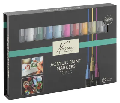 Produktbild von Nassau Acryl-Markerset – 10 Stück