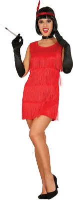 Immagine prodotto di Abito Charleston flapper anni '20 costume rosso frange carnevale festa da ballo, taglia: 44 - 46 (XL) colore: rosso