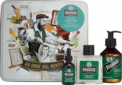 Immagine prodotto di Proraso Set regalo Scatola di metallo rinfrescante Cura della barba 200 ml + 100 ml + 30 ml