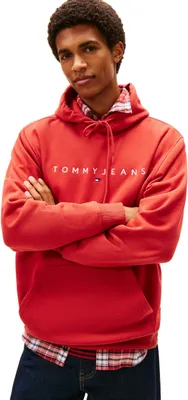 Produktbild von Tommy Jeans Herren Hoodie Linear Logo mit Kapuze, Rot (Terracotta Red), S
