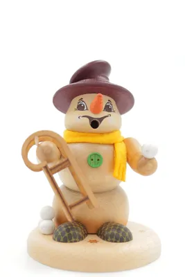 Produktbild von Kuhnert Erzgebirge - Schneemann Räuchermann,-figur,-männchen 13cm - Schlitten