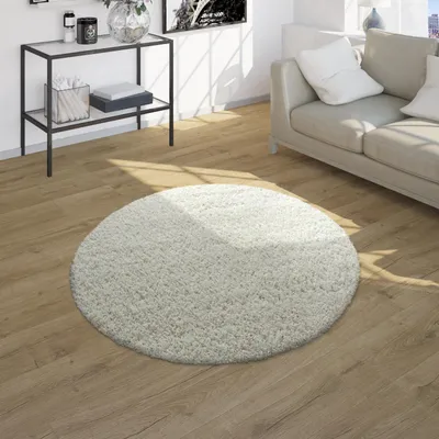 Produktbild von Shaggy Teppich Hochflor Langflor Teppiche Hochwertig Pastell Uni Versch. Farben Grösse Ø 120 cm Rund