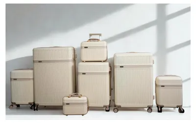 Produktbild von Beauty Case – Kosmetikkoffer mit ABS-Hartschale, Tragegriff und Organizer – Kompakter Schminkkoffer für Reisen (Dunkelbeige, 14')