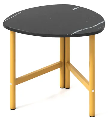 Immagine prodotto di Tavolino KOMFOTTEU con ampio piano, struttura in metallo triangolare e piedini regolabili, tavolino laterale in legno per soggiorno, camera da letto e studio, dimensioni 60 x 59 x 50 cm