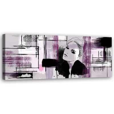 Produktbild von Leinwandbild Lila Frau Abstraktion 120x40 Feeby Rosa bild für die wand bereit zum aufhängen
