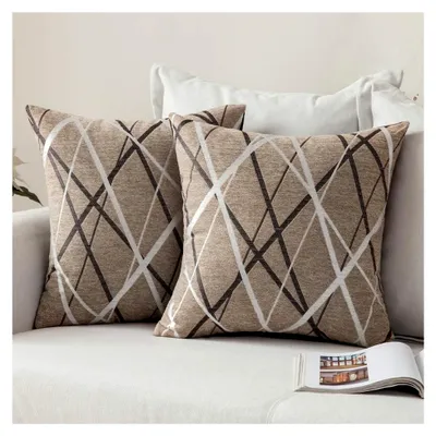 Produktbild von Kissenbezug 45x45 cm aus weichem Chenille mit modernem Design für das Wohnzimmer