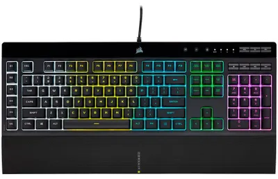 Zdjęcie produktu dla Corsair K55 RGB PRO, Pełnowymiarowy (100%), Przewodowa, USB, QWERTY, RGB LED, Czarny
