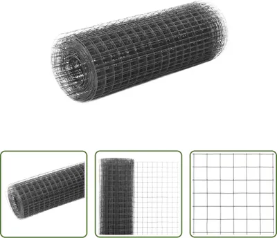Produktbild von The Living Store Drahtzaun Stahl mit PVC-Beschichtung 25x0,5 m Grau