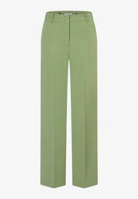 Produktbild von MORE & MORE Marlenehose für Damen, kiwigrün, weite Silhouette, Bügelfalte