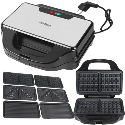 Imagen del producto de Parrilla de contacto 3 en 1 y máquina para hacer sándwiches con placas intercambiables, 1500 W, modelo KD4133