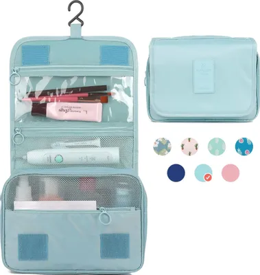Produktbild von Reise Kulturtasche Zum Aufhängen Kulturbeutel Kosmetiktasche Waschtasche für Kinder Frauen Mädchen Damen (Himmelblau)