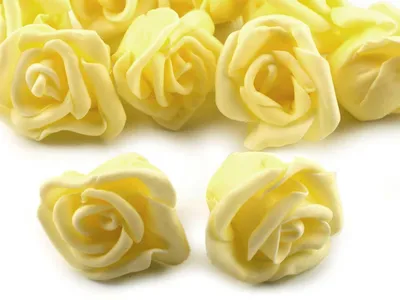10 x Deko Rose / Rosenblüte / Rosenkopf 4cm hellgelb