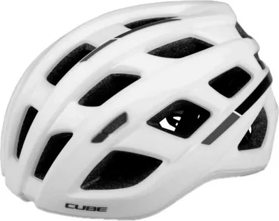 Produktbild von Cube Race Rennradhelm in Mattweiß, Größe L, mit 24 Belüftungsöffnungen