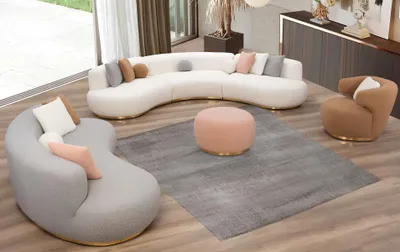 Immagine prodotto di Set completo per soggiorno Divani di design Pouf imbottiti 4 pezzi