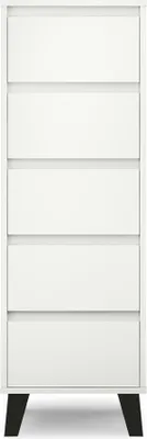 Image de VBChome Commode 5 tiroirs 40 x 39 x 120 cm Blanc Commode sans poignées Armoire multifonctionnelle pour couloir, chambre à coucher, salon, chambre d'enfant Moderne