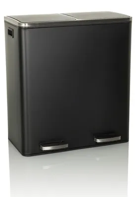 Produktbild von hjh OFFICE Mülleimer 60 Liter CLEAN XI Abfalleimer Mülltrenner rechteckig für Küche, Büro mit Step-On 65.5 x 59.0 x 32.0 cm