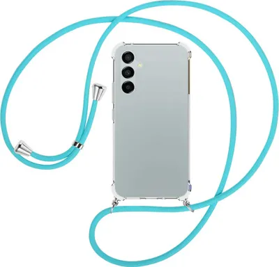 Produktbild von Handykette Backcover-Schutzhülle mit Band (Metall silberfarben) für Samsung Galaxy A54 5G (6.4'') - türkis