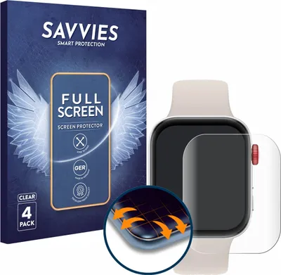 Produktbild von 4x Savvies Fullscreen Schutzfolie für Huawei Watch Fit 3 Displayschutz Folie Fullcover Klar Transparent