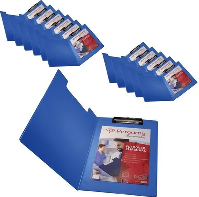 Produktbild von Klemmbrett Schreibunterlage Schreibbrett 12er Set Pergamy A4 Klemmmappe PVC Blau