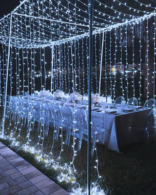 LED-Lichtgordijn 6x3 m, 600 LEDs, kaltweiß, Timer, 8 Modi