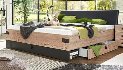 Produktbild von Doppelbett Futonbett Stockholm 180x200cm graphit edeltanne