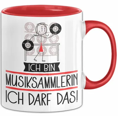 Produktbild von Geschenk für Musiksammlerin Tasse Lustige Geschenkidee Geburtstag Ich Bin Musiksammlerin Ich Darf Das (Rot)