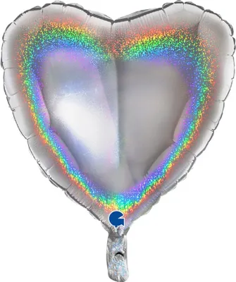 Produktbild von 18"/Ø46cm Herz Folienballon  Uni | Holo Silber