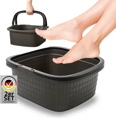 Produktbild von 2er Set Fußwanne mit Henkeln, 16l. rechteckig, Anthrazit