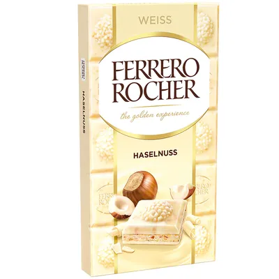 Obrázok produktu pre Tabuľka bielej čokolády Ferrero Rocher s lieskovými orieškami a smotanou 90g