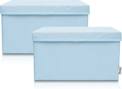 Produktbild von Lifeney 2-Set Aufbewahrungsbox Kinder (37x25x21cm) I Aufbewahrungskorb für Kinderzimmer und Wohnbereich I Kinder Aufbewahrungskiste (Hellblau)