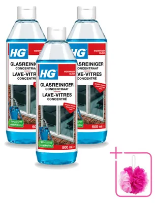 Produktbild von 3 x HG Glasreiniger Konzentrat - 500 ml - Sparpackung - 3 Stücke