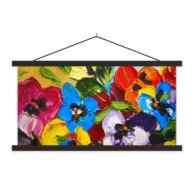 Produktbild von MuchoWow® Textilposter Ölfarbe - Malerei - Blumen 120x60 cm mit schwarzem Rahmen - Dekoration Schlafzimmer