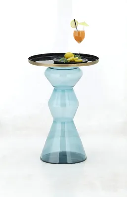 Produktbild von Beistelltisch >1173< in Türkis, Glas - 63x45cm (HxD)