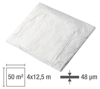 KesTek Baufolie Abdeckfolie Schutzfolie Malerfolie 4x12,5m 48µm LDPE Transparent 4066986406539 415012 40653KT