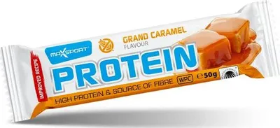 BATON PROTEINOWY O SMAKU KARMELOWYM W POLEWIE KAKAOWEJ BEZGLUTENOWY 50 g - MAXSPORT