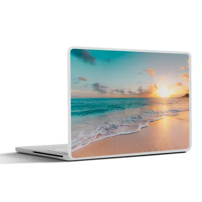 Produktbild von MuchoWow® Laptop Aufkleber Sticker Cover Sonnenuntergang - Strand - Meer - Sommer - Blau 25x18 cm - Laptop-Deko