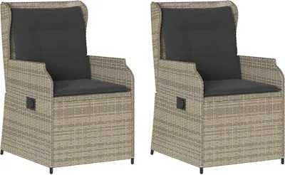 Produktbild von vidaXL Gartenbank 2 stk. Hellgrau Poly-Rattan